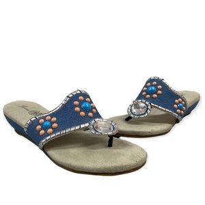Joan Boyce - Denim Blue - Studded Sandals - Size 7